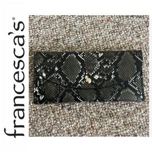 Francescas Victoria Rectangle Snake Print Wallet